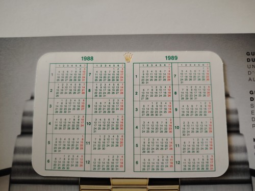 Calendario rolex 1988 1989 - rolex, 1988-1989